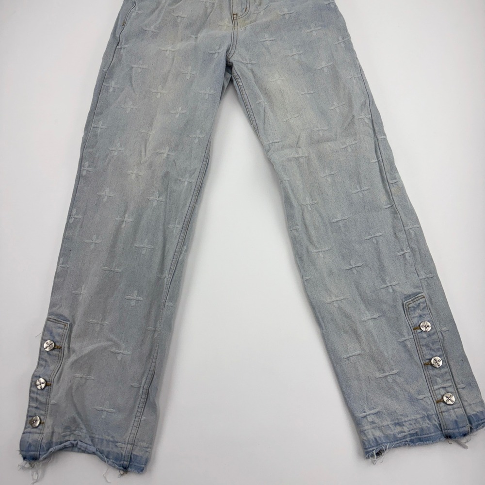 SMFK Plan D Cross Jacquard Ankle Jeans Women Small Light Wash Blue Denim Size 6 - Picture 12 of 15